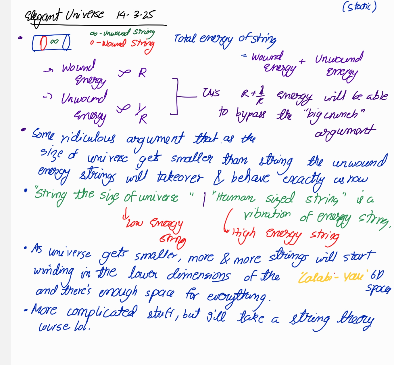 Elegant Universe wound string notes